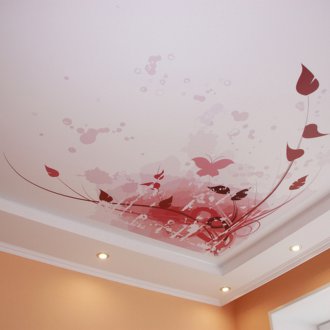 Разтегателен розов таван с фотопечат