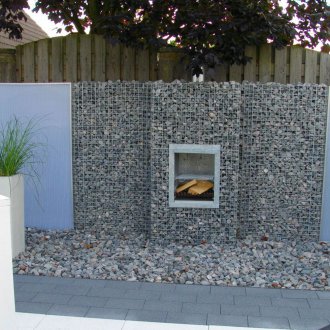 Ограда с печка габион