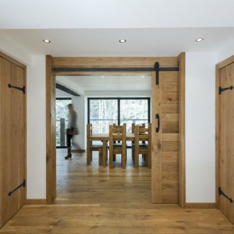 Wooden door for giving