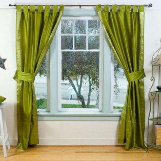 Green Satin Curtains