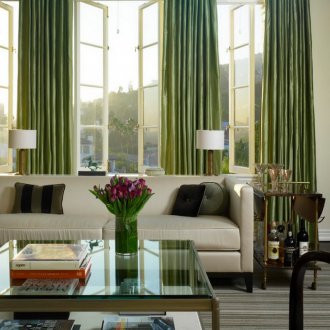 Shiny green curtains