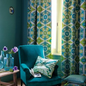 Green-blue curtains