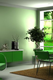 Зелен обикновен тапет