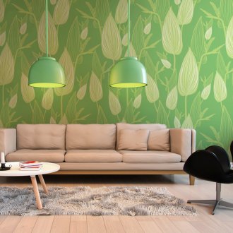 Светлозелен тапет в хола