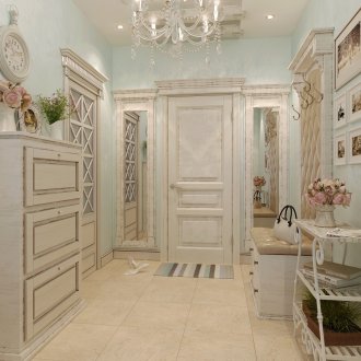 Textured turquoise wallpaper for the hallway