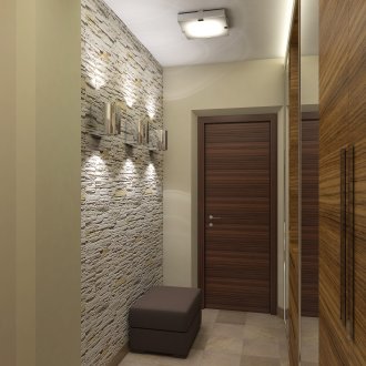 Entrance hallway brick textured wallpaper