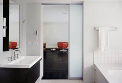 Sliding door in an aluminum frame