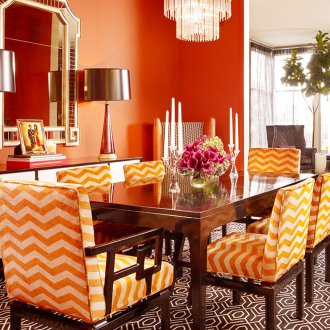 Оранжев тапет в кухнята