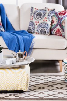 Stylish poufs for the living room in the style of boho