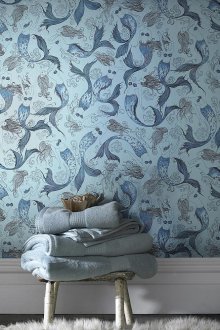 Тапет с модел под формата на русалки в морски стил