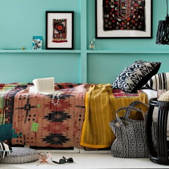 Turquoise boho style bedroom