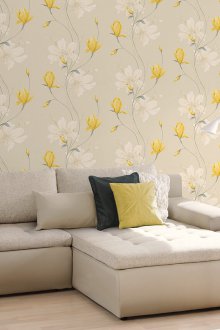 Жълт тапет с цветя