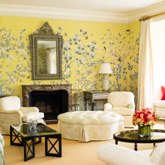 Жълт текстилен тапет