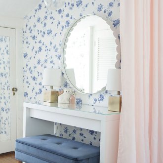 Син флорален тапет