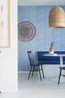 Син кухненски тапет