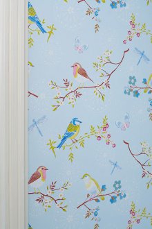 Син тапет с птици