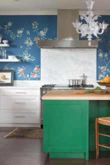 Син текстилен тапет