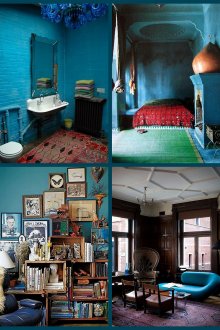 Blue color in boho style interiors