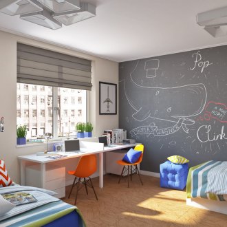 Шиферна стена в детската стая