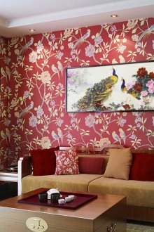 Червен тапет от плат