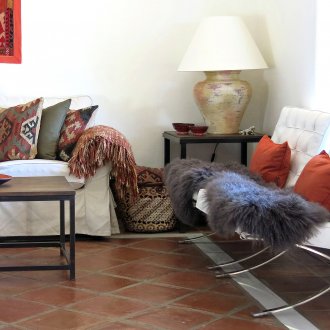 Colorful boho-style details create a great mood