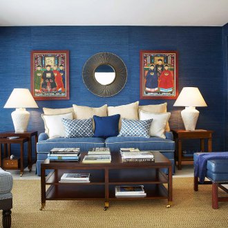 Плътен син тапет