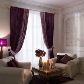 Комбинирани лилави завеси