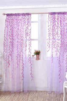 라일락 자수 커튼