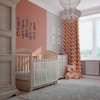 Оранжеви завеси в детската стая