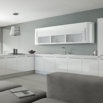 Минимализъм бяла гланцирана кухня