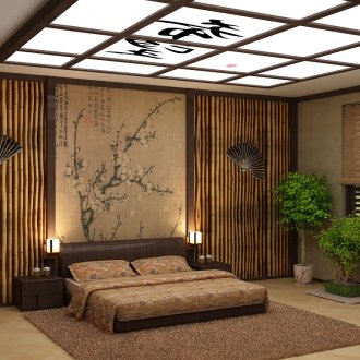 Bamboo in the decor of the Japanese bedroom