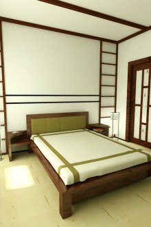 Green color in the Japanese bedroom