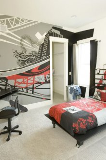 Wallpaper with a picture for a teenager's room