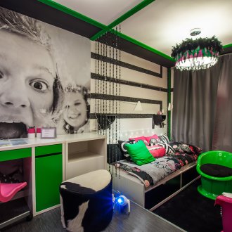 Techno style teen room wallpaper