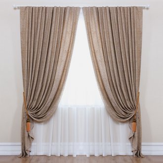 Бежови жакардови завеси