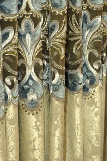 Зелени жакардови завеси