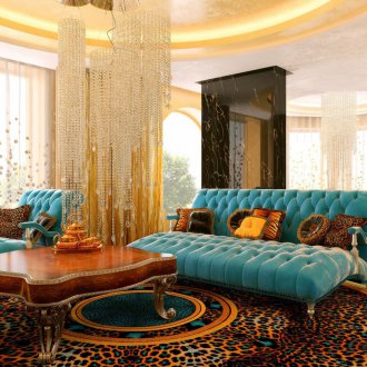 Тюркоазен диван с тапицерия с карета