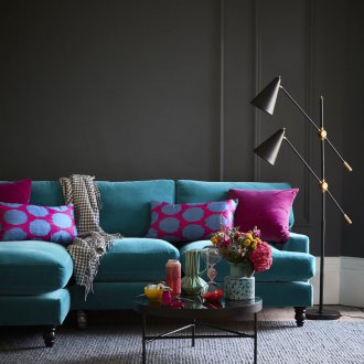 Тюркоазен диван с възглавници