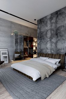 Сиви стени в спалнята
