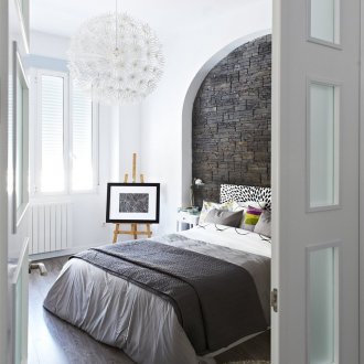 Niche made of stone in the bedroom