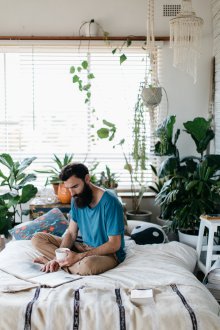 Grüne Ecke im Schlafzimmer