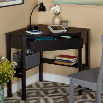 Corner black desk for a student