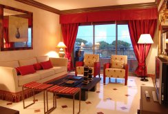 Red curtains with bandeau