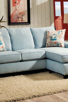 Син жакардов диван