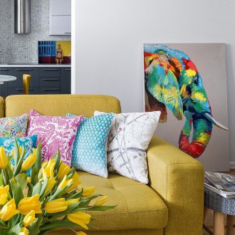 Жълт диван с памучна тапицерия