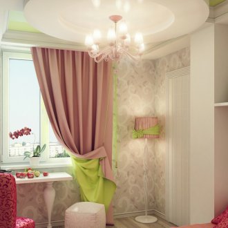 Завеси от едната страна в детската стая