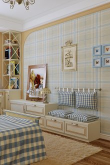 Provence kertas dinding bilik tidur berkotak