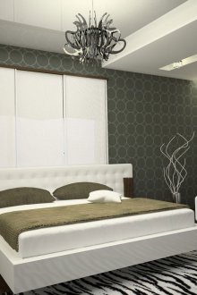 Kertas dinding geometri berteknologi tinggi di dalam bilik tidur