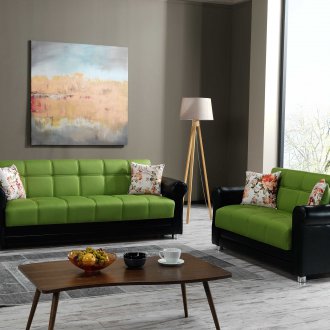 Зелен кожен диван