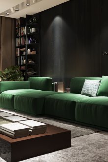 Зелен модулен диван